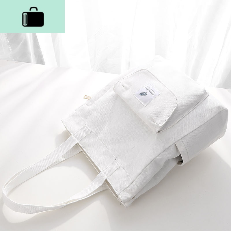 帆布包女单肩简约布袋韩版帆布袋ins日系学生书包文艺白色手提包new