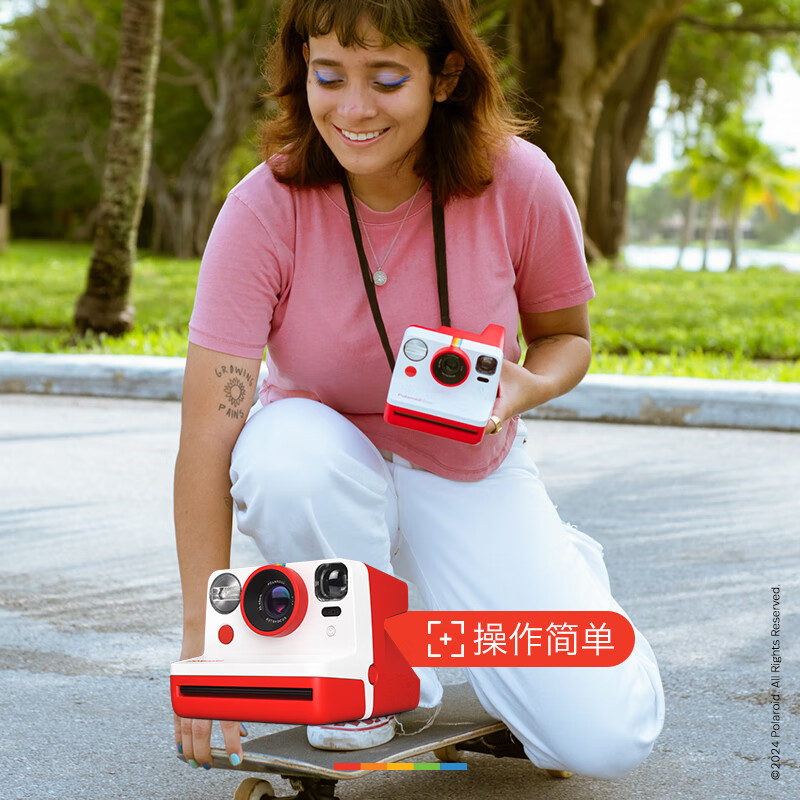 宝丽来(Polaroid)官方NowGen2一次即时成像拍立得复古相机节日生日礼物 黑白色 标配(不含相纸)