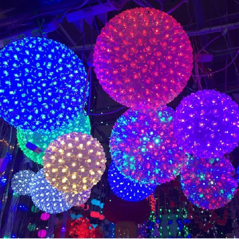 led彩灯闪灯串灯花球灯樱花球灯梅闪电客花绣球圣诞广场招牌装饰头
