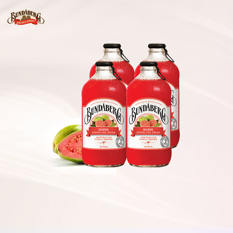 [发酵番石榴汁]宾得宝(Bundaberg)番石榴苏打水饮料 375ml*4瓶 汽水 澳大利亚进口