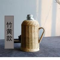热水瓶家用手工竹编传统木塞热水壶茶室办公室保温瓶玻璃内胆水壶 竹壳加胆无竹盖 1.3升竹黄