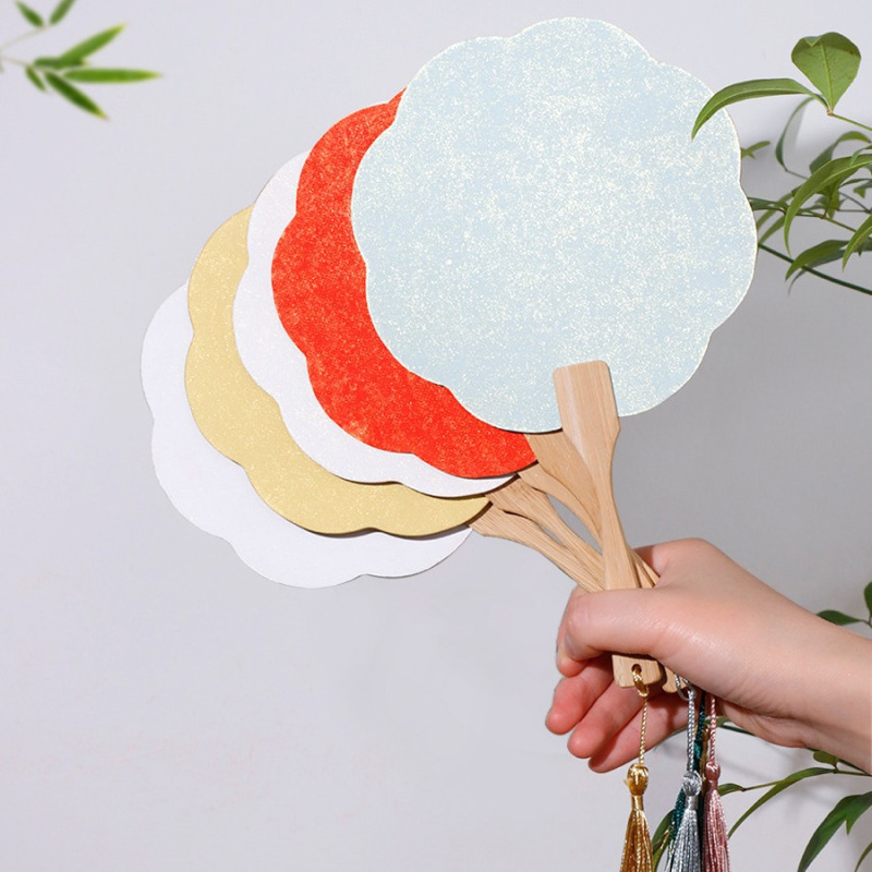 iChoice diy空白扇迷你宣纸空白团扇古风迷你团扇-款式颜色混出 (起订量:200把)*