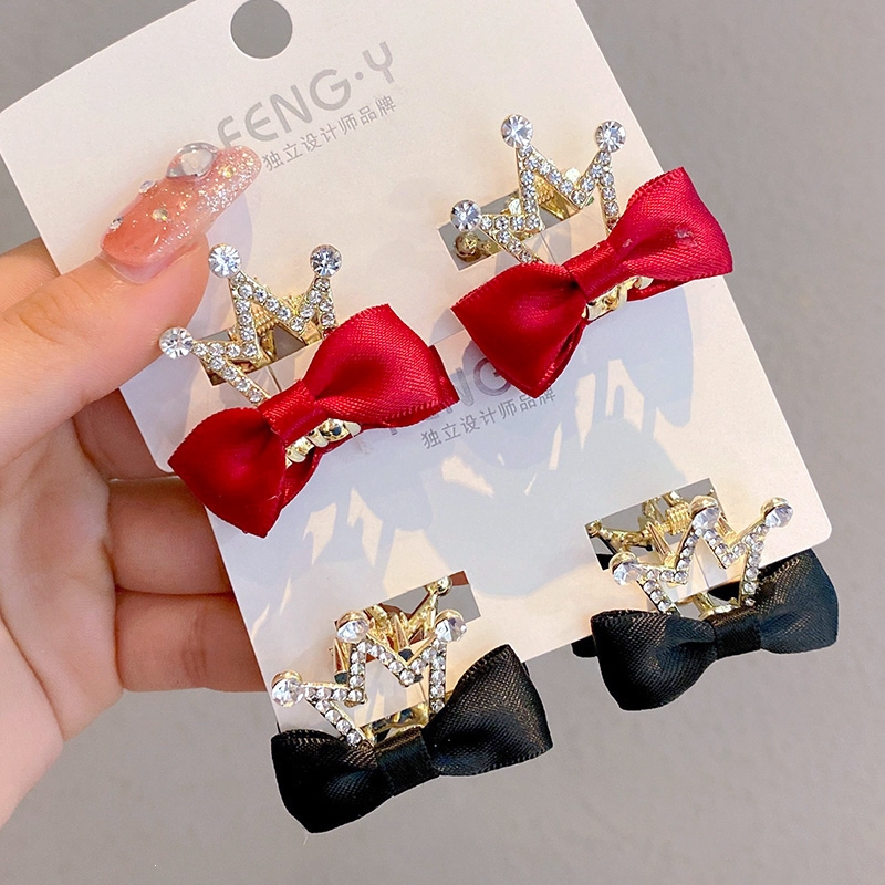 智扣儿童可爱皇冠蝴蝶结小抓夹女童宝宝侧边夹刘海夹公主发卡发饰头饰