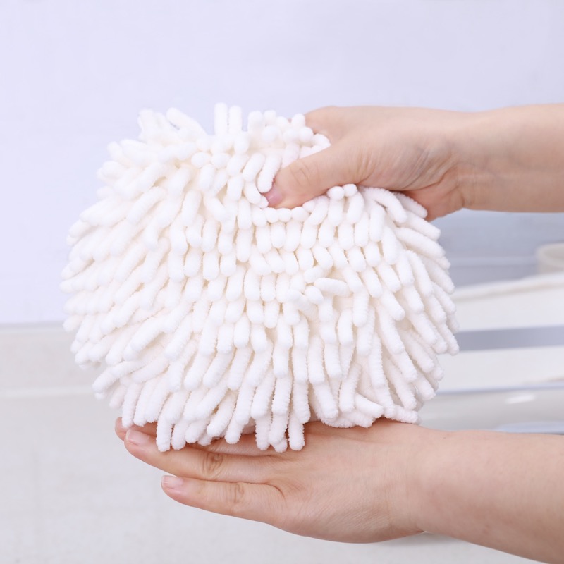 苏宁极物 擦手球吸水速干毛巾厨房擦手巾吸水巾卫生间挂式加厚擦手巾清洁用品 白色 二只装