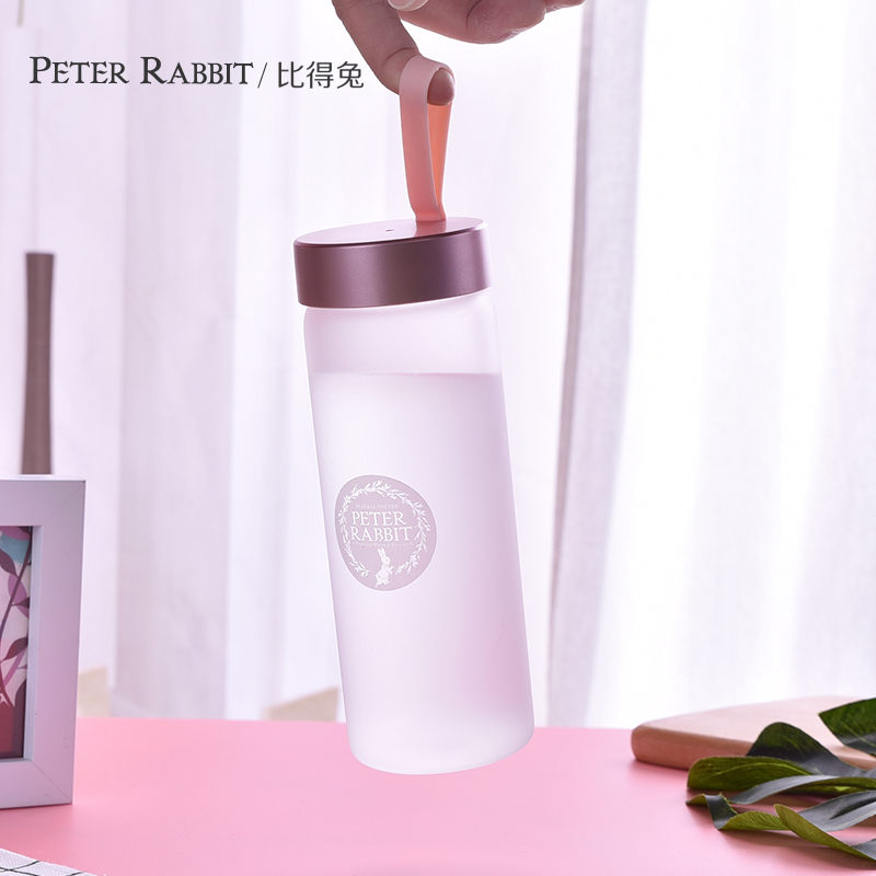 英国比得兔玻璃杯便携杯子女学生韩版小清新水杯简约创意潮流水瓶300ML