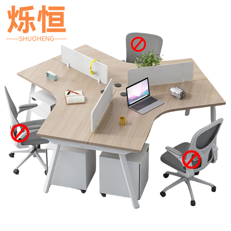 烁恒 职员办公桌 三人位含柜 套高清大图
