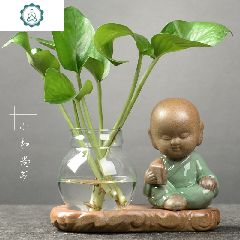 创意绿萝水培植物透明玻璃小花瓶家用客厅装饰品插花器