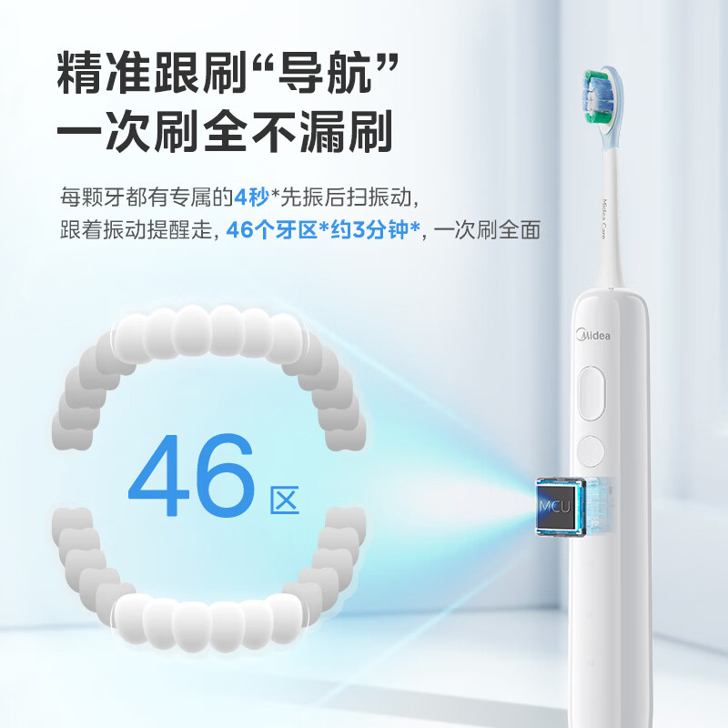 美的 YM502 电动牙刷 (支) 极地白高清大图