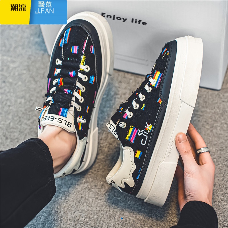 聚范帆布男鞋夏季透气百搭休闲板鞋小众运动厚底增高乞丐布鞋潮鞋高清大图