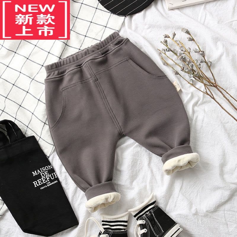 可莉允chao赞~冬款儿童加绒休闲裤 宝宝高腰哈伦裤 男女童保暖大裆pp裤保暖裤图片