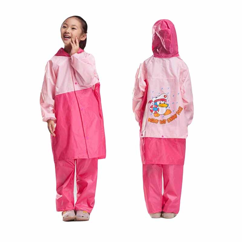 七色王国儿童雨衣雨裤套装防水两件套小学生带大书包位中大童分体男童