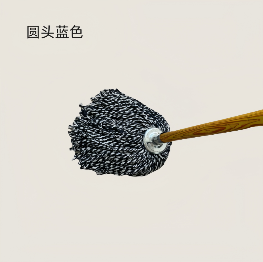 老式墩布棉线拖把 圆头木杆