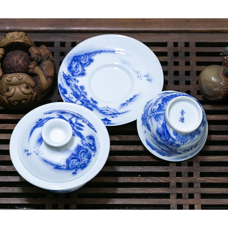 贵苑手工手绘风水盖碗1(陶瓷大师制作)现定制,20天加工