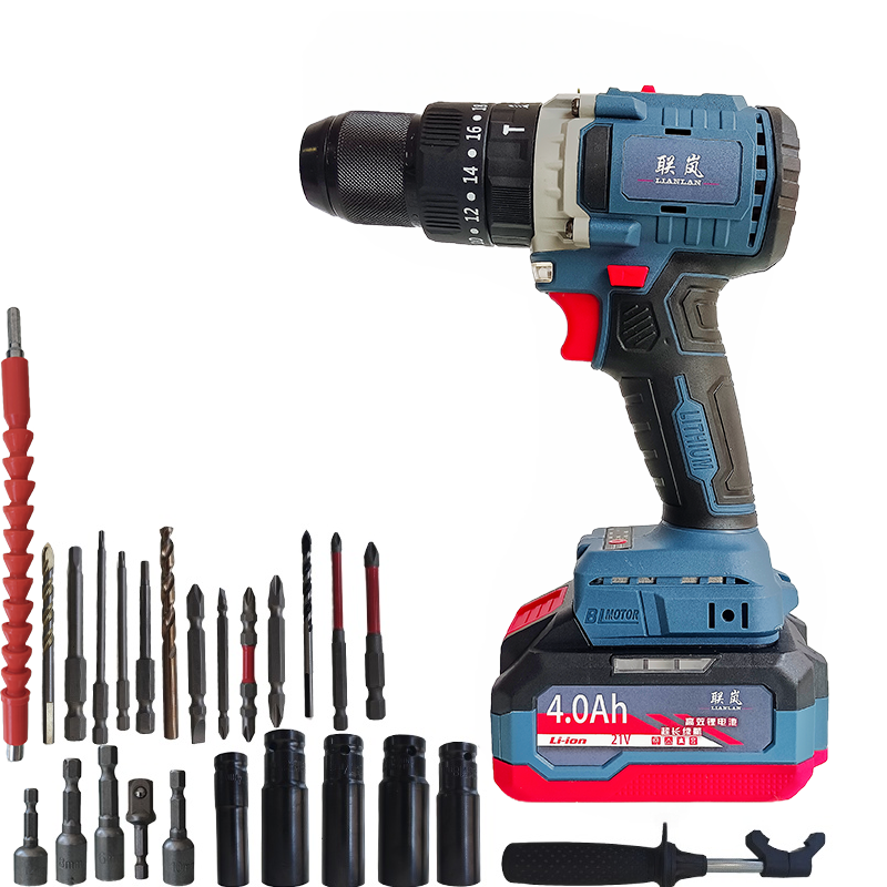 联岚锂电13mm冲击钻手电钻手枪钻 21V4.0AH一电一充