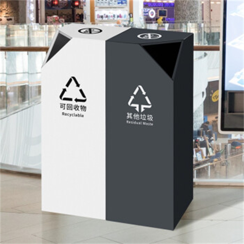 丰甲分类垃圾桶FJ-1450商用大号果皮箱白灰双桶