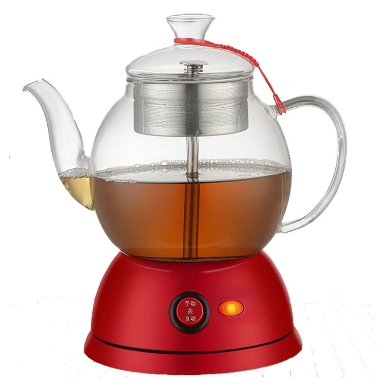 煮茶器黑茶普洱玻璃电热水壶养生壶全自动保温蒸汽电煮茶壶b款红色