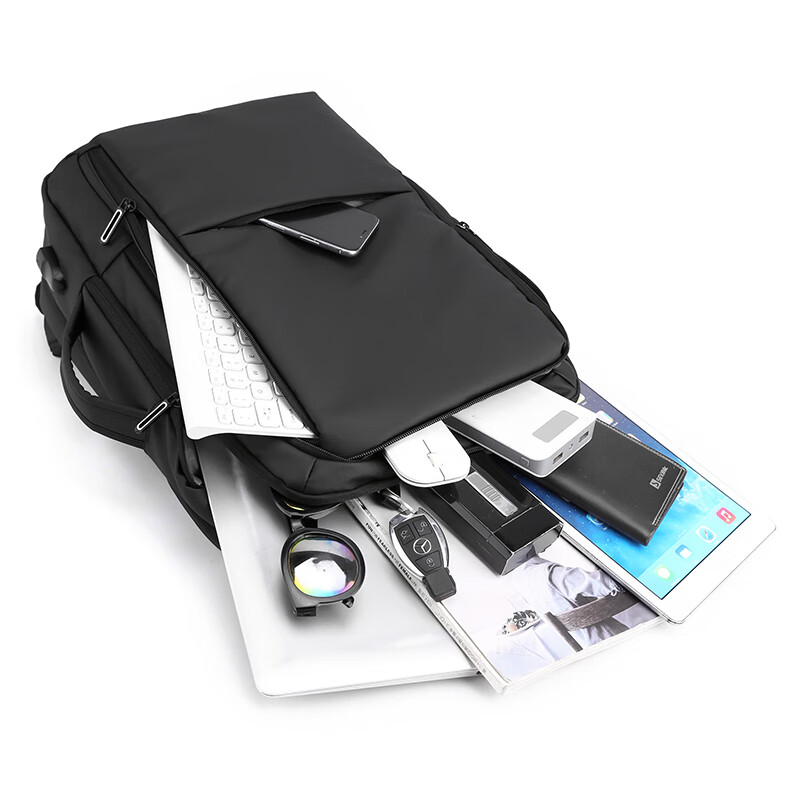 TYMON(泰梦)多功能商务双肩包(可扩容)黑色 TM-2103高清大图