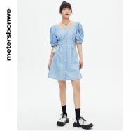 [1件3折价:79.5]美特斯邦威时尚碎花牛仔连衣裙女夏季新款休闲裙子女