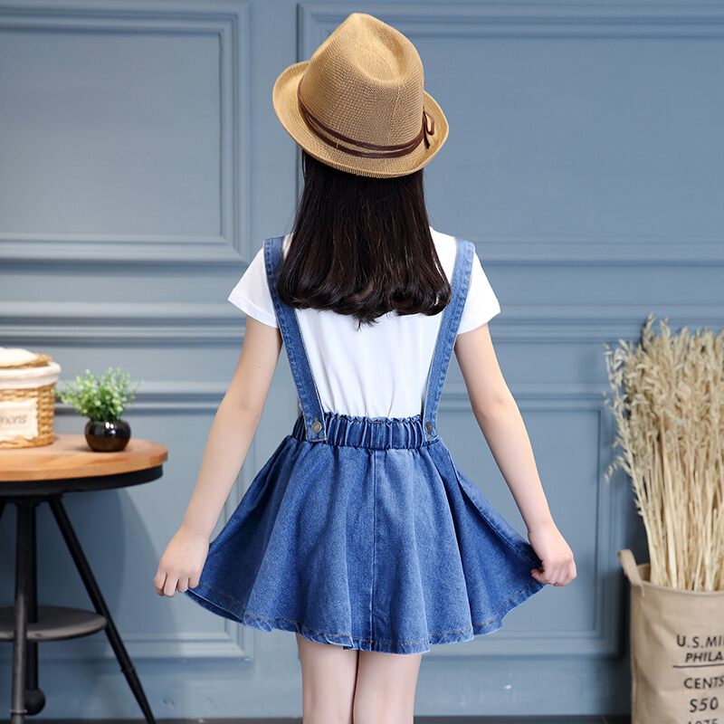 2018女童牛仔裙夏装连衣裙中大童儿童韩版背带裙小孩带裙春秋潮单件带