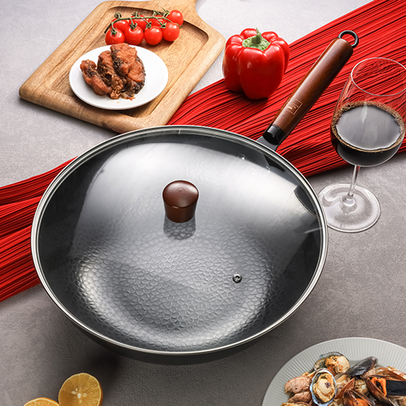 WORLD KITCHEN 精铁锤纹系列炒锅 32cm (带盖) WK-CW32T/KZ/JY高清大图