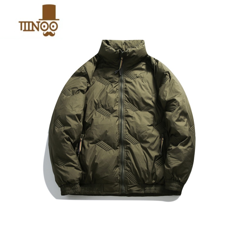 YANXUCLXR2023冬季纯色加厚立领棉衣男宽松百搭棉袄休闲羽绒服棉服外套 绿色 M