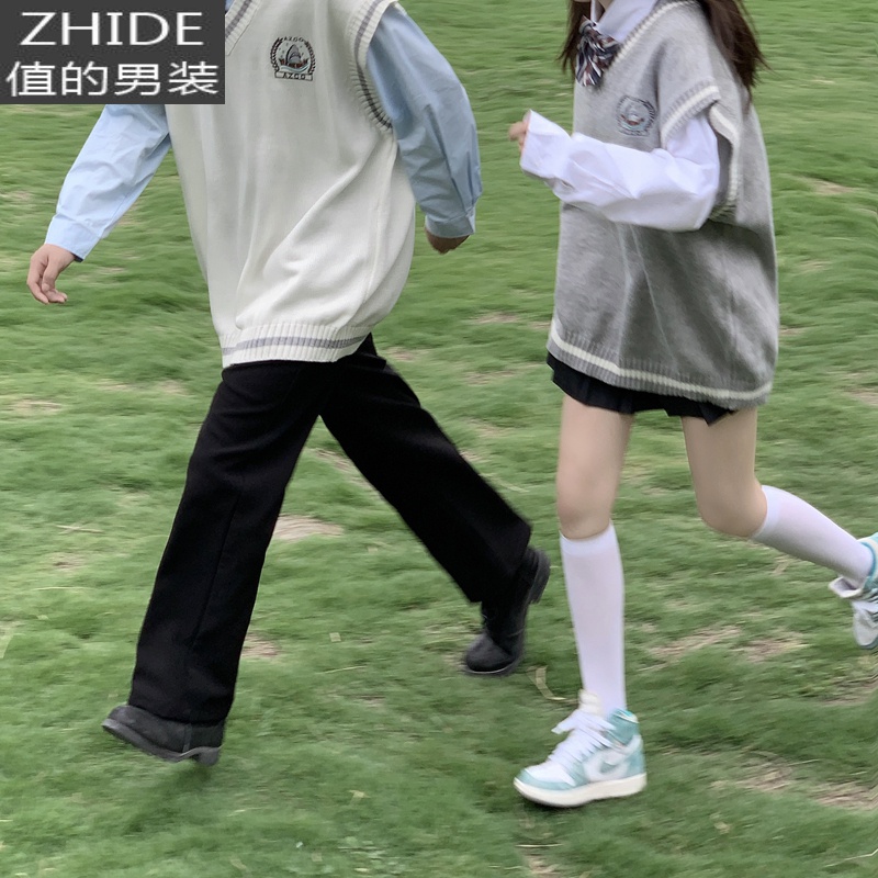 SUNTEKdk制服白色针织衫男情侣装秋装jk毛衣学院风森系坎肩背心马甲叠穿马甲/背心高清大图