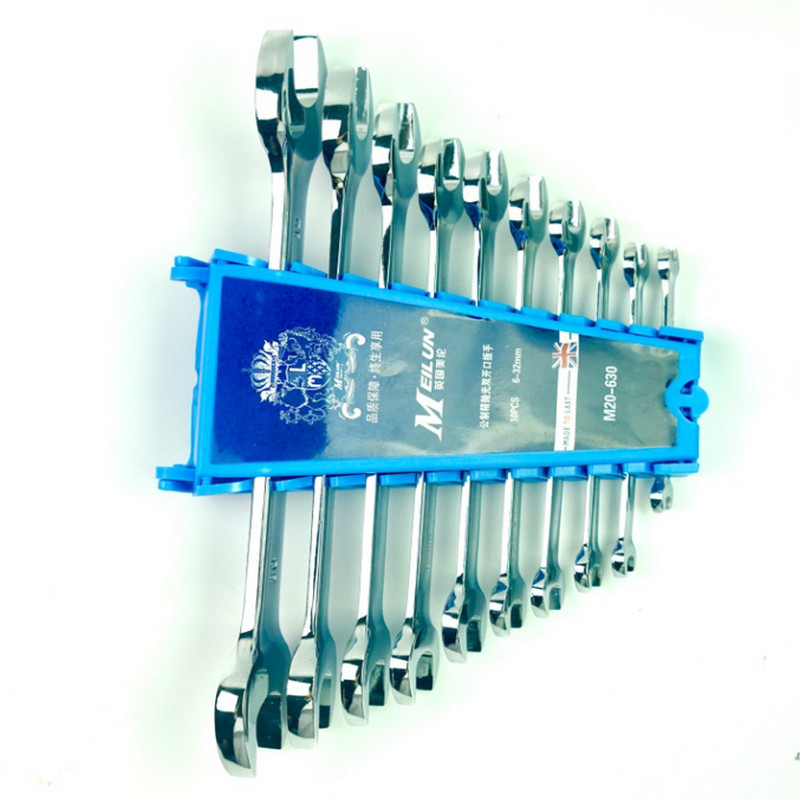 10件套塑架精抛光双开口扳手高清大图