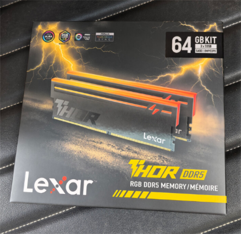 雷克沙 Lexar 内存条 LD5U32G64C42BV-RGD 6400MHz DDR5 (黑) (2×32GB)高清大图