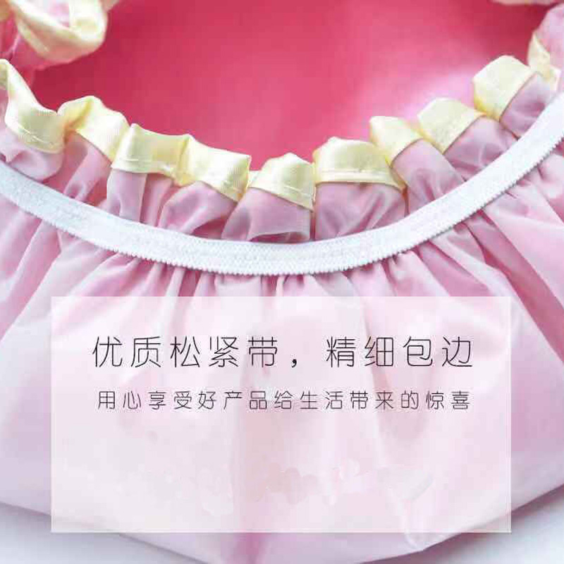 双层防水浴帽可爱韩国成人女款淋浴沐浴头套洗澡头发罩洗头发帽子 三维工匠 粉色[一个装]高清大图