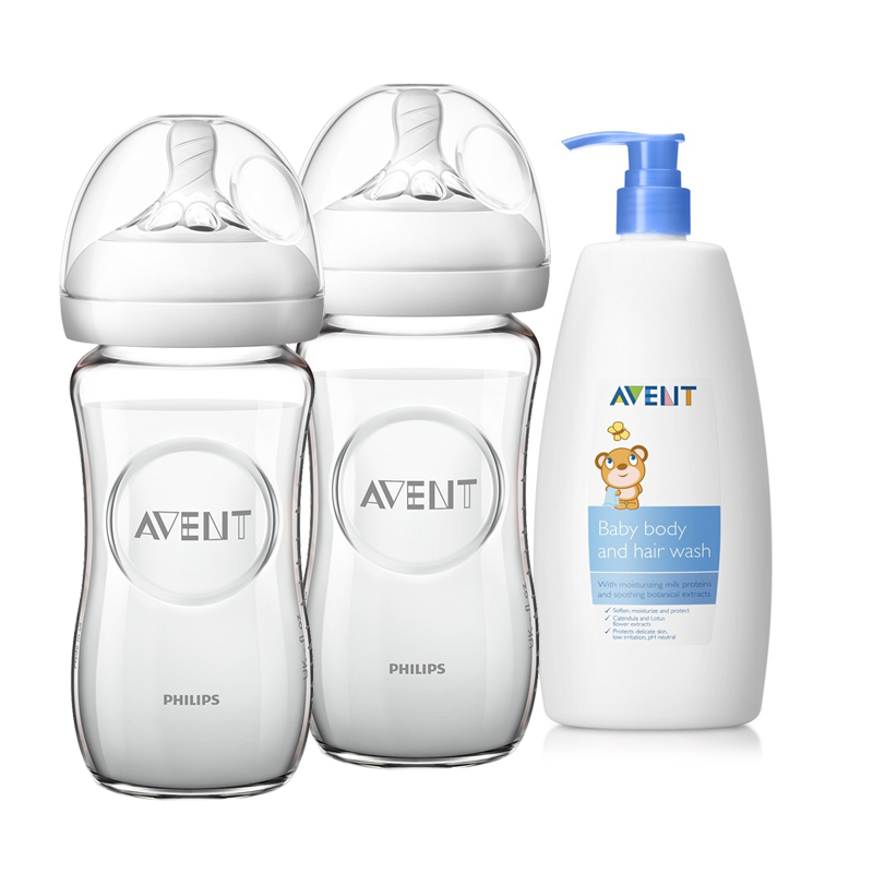 飞利浦新安怡宽口径自然玻璃奶瓶8oz/240毫升*2 参数