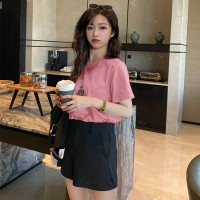 [1.5折价44元]唐狮夏季女圆领前胸图案短袖T恤休闲百搭慵懒风时尚韩系