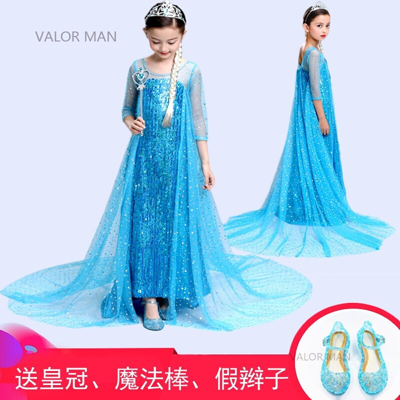 幼儿园女孩衣服冰雪奇缘艾丽莎白雪公主裙子儿童