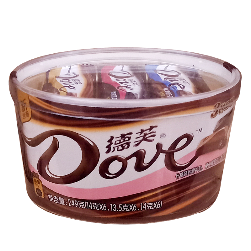 德芙dove巧克力碗装牛奶黑巧白巧252g什锦249g榛仁葡萄干243g口味要求