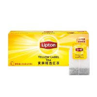 立顿黄牌精选红茶茶包斯里兰卡红茶叶办公冲饮袋泡茶25包/50g盒装