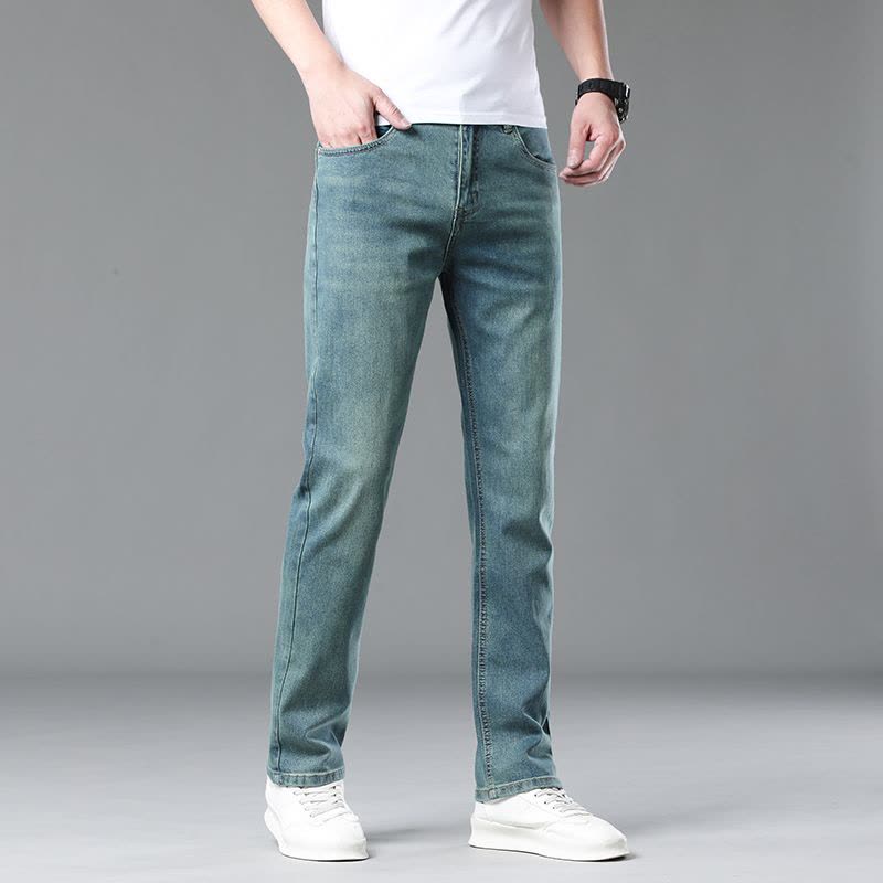 金盾(KIN DON)秋冬款厚款牛仔裤男直筒修身裤冬天纯棉男裤新款休闲裤潮流男士长裤子图片