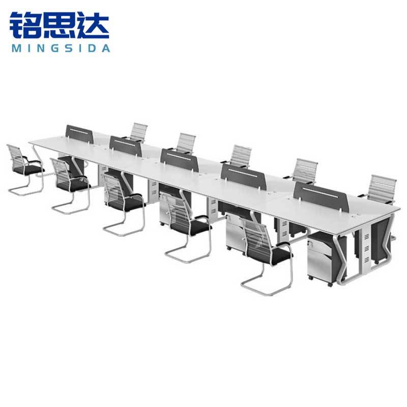 铭思达屏风办公桌十人位含柜椅套图片