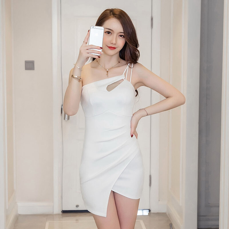夜场酒吧女装2018夏季新款性感单小礼服肩带连衣裙修身包臀短裙