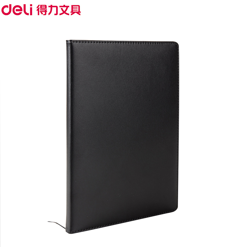 得力(deli)3161皮面笔记本16K/112页 2本 黑色 皮面记事本商务会议记录本皮面笔记本子 办公记事本日记本