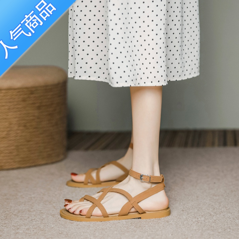 SUNTEK平底波西米亚泰国旅游凉鞋2023年新款女配裙子百搭软底复古罗马3高清大图