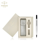 派克PARKER 签字笔 威雅XL经典黑金夹宝珠笔+笔套礼盒转 学生办公通用日常书写拔帽式佩戴0.7mm黑色水性宝珠笔芯