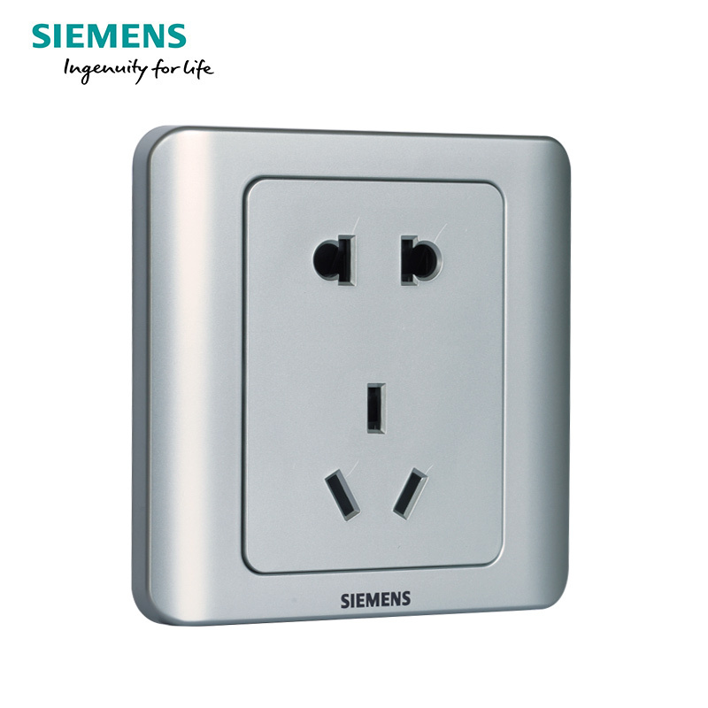 西门子(SIEMENS)开关电源插座面板86型家用远景彩银五孔
