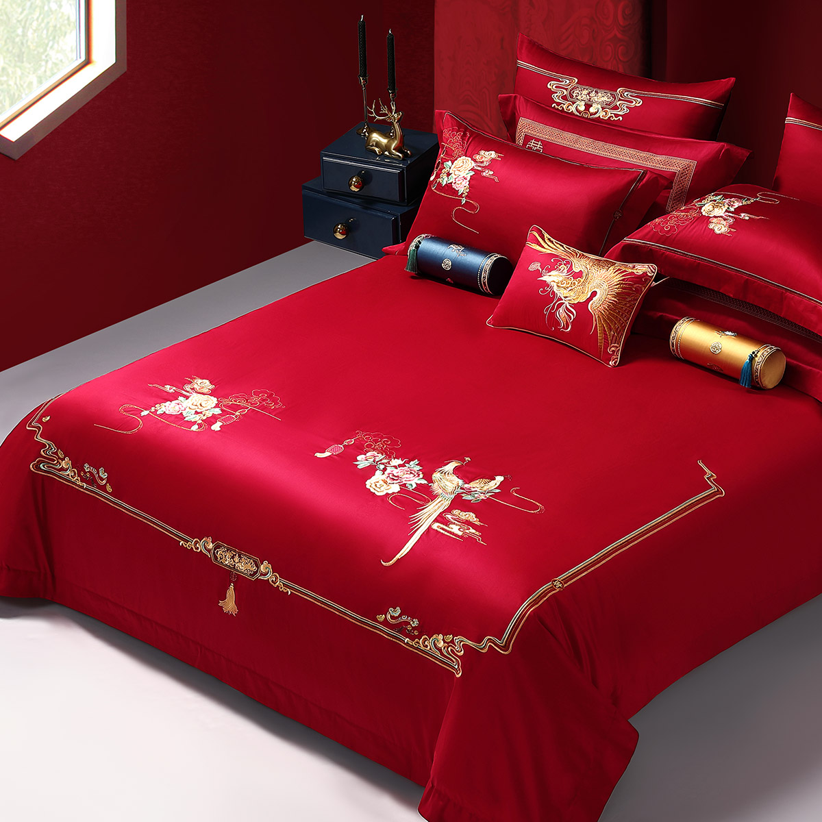 水星家纺婚庆四件套锦月添喜床上用品