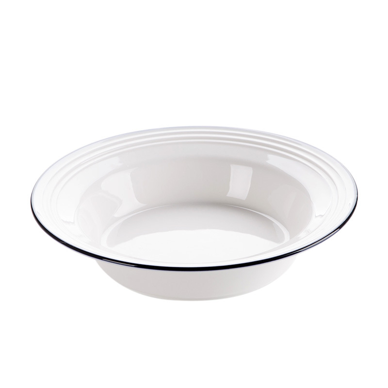 陶瓷盘子圆形汤盘深盘创意家用餐具圆盘早餐菜盘餐盘陶瓷盘