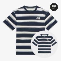 北面(The North Face)中性短袖条纹圆领T恤透气舒适百搭户外休闲夏季服装 100L DARK_NAVY