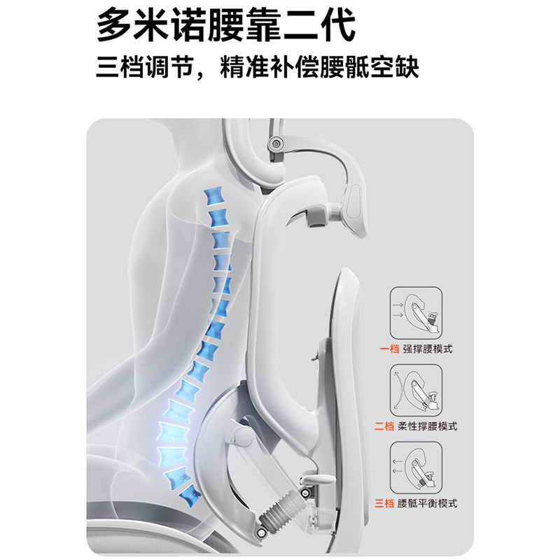 西昊 C300-Pro-V2-R102-JT 二代尊享款人体工学椅 [云白+脚踏] 电脑椅办公电竞老板高清大图