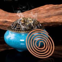 120盘5味+1个香炉（檀香+艾草+茉莉+桂花+薰衣草 各24盘）-檀香沉香盘香家用室内熏香厕所香薰生活日用香薰用品香薰