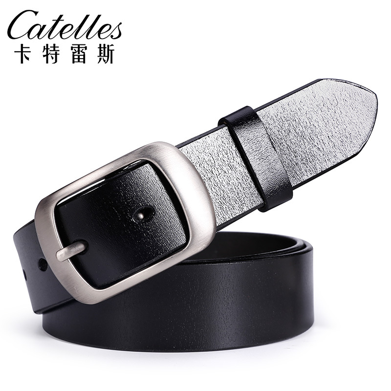 CATELLES皮带女真皮简约百搭时尚复古韩版新款宽腰带裤带软皮