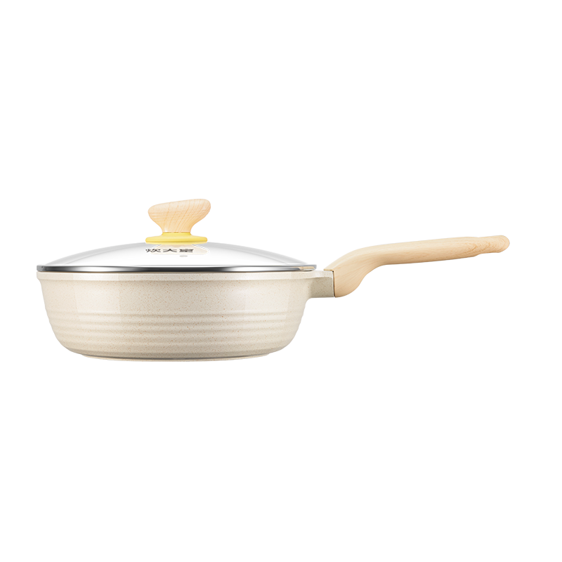 炊大皇(COOKER KING) 网红大白聚油不粘24cm深煎锅JG24DB-H 少油烟易清洗电磁炉通用!