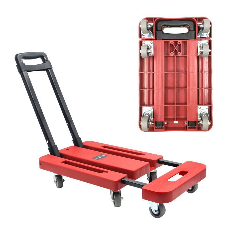 折叠手拉车便携拉杆车搬运手推车平板车拉货小推车家用静音小拖车