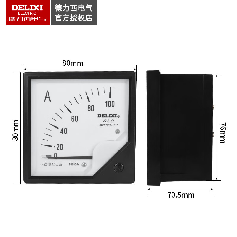 DELIXI/德力西 6L2系列安装式指针仪表 6L2 电流表 250/5 带电容 1个.高清大图